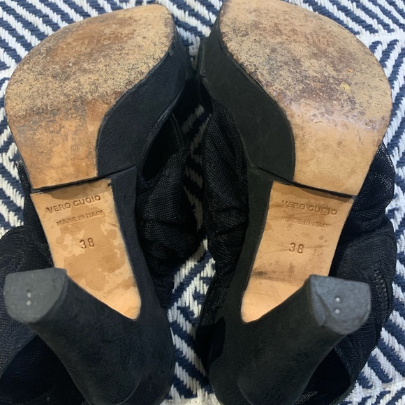 LD Tuttle Womens 7 Vero Cuoio Mesh Zip up Peep Toe Heels - Picture 7 of 11